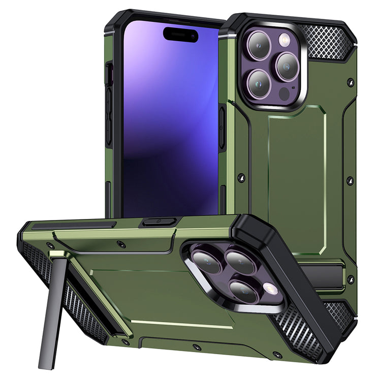 Coque Techsuit - Hybrid Armor Kickstand - iPhone 15 Pro Max - Vert