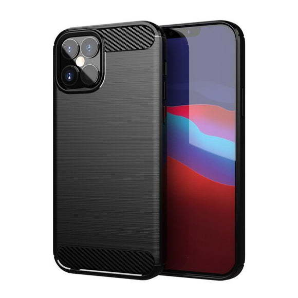 Coque iPhone 12 Pro Max Carbon case Flexible Noir