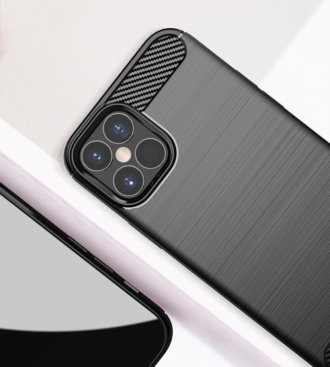 Coque iPhone 12 Pro Max Carbon case Flexible Noir