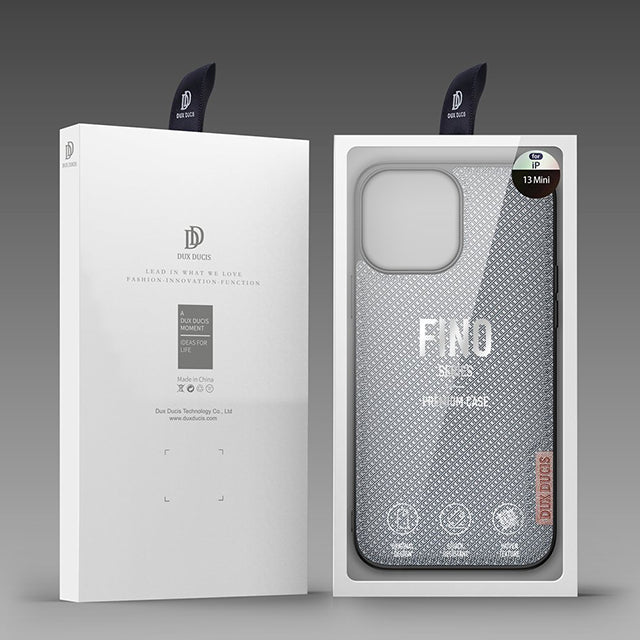 Coque iPhone 13 Mini Dux Ducis Fino recouverte de nylon gris